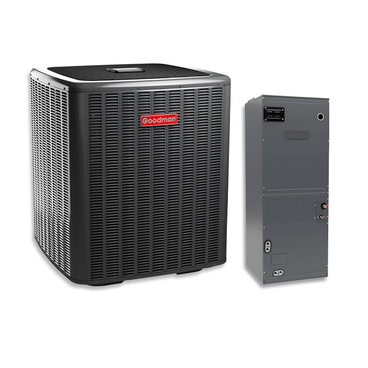 Goodman 3 Ton 18.5 SEER Split Heat Pump Inverter with Multi-Positional Single Piece Variable Speed Air Handler Actual AHRI Rating 18.5 SEER + Flex Air Ducts