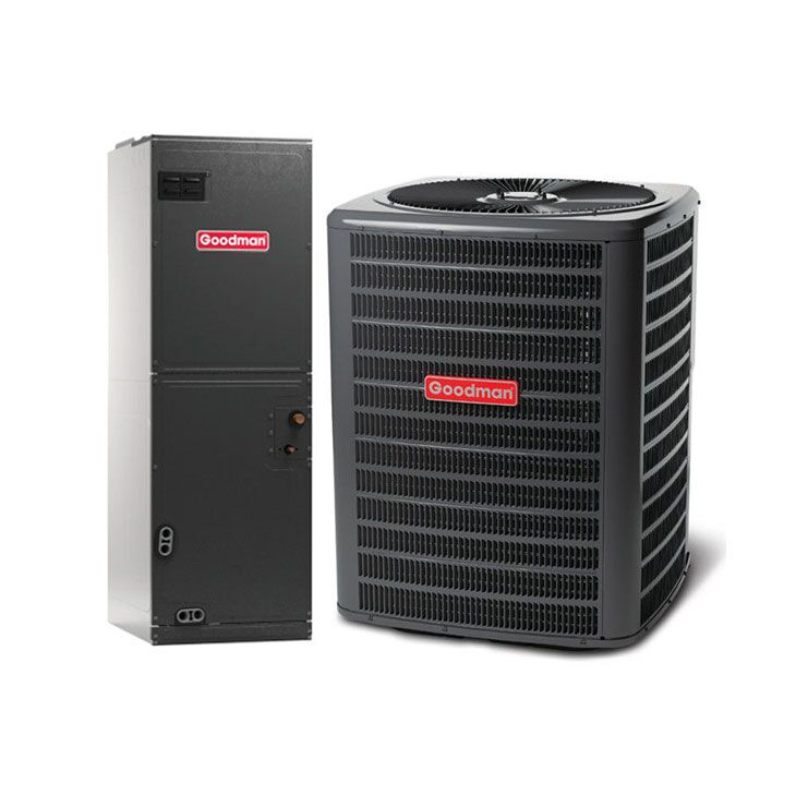 Goodman 4 Ton 14.3 SEER2 Single Stage Split Heat Pump with Multi-Positional Single Piece Air Handler Actual AHRI Rating 14.3 SEER2 + Flex Air Ducts