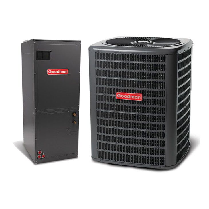Goodman 5 Ton 14.3 SEER2 Single Stage Split Heat Pump with Multi-Positional Single Piece Air Handler Actual AHRI Rating 14.3 SEER2 + Flex Air Ducts