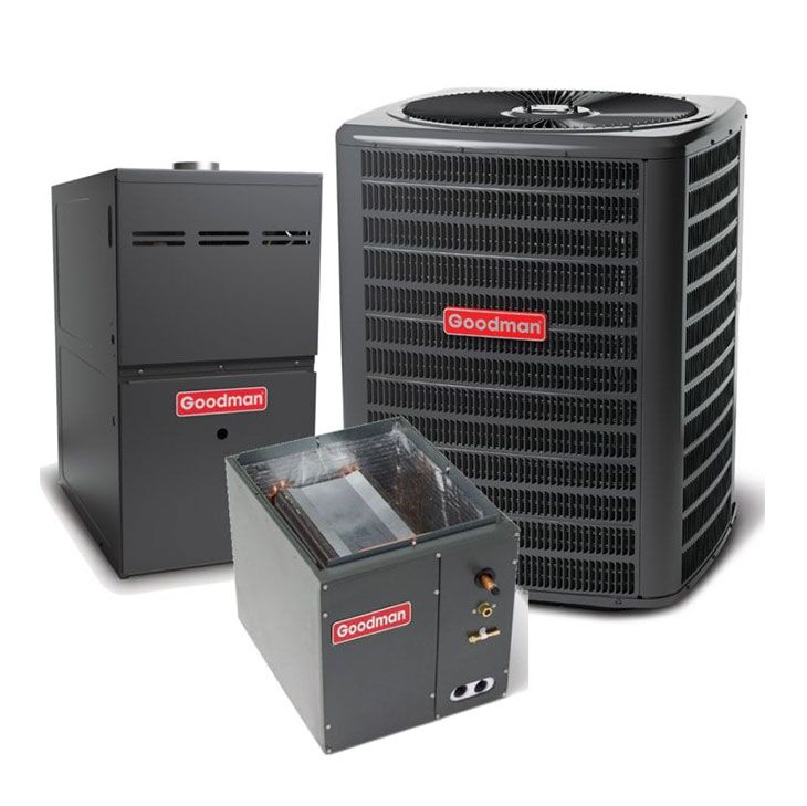 Goodman 4 Ton 14.3 SEER2 Single Stage AC Matched with 80% Single Stage 80K BTU Upflow Gas Furnace Actual AHRI Rating 14.3 SEER2