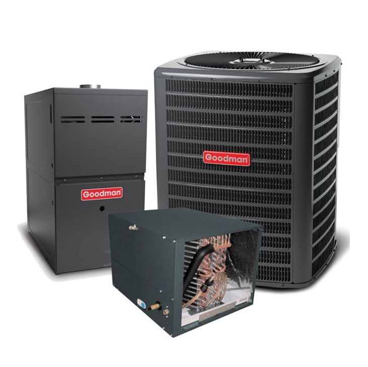 Goodman 3.5 Ton 15.2 SEER2 Single Stage AC Matched with 80% Two Stage 80K BTU Horizontal Gas Furnace Actual AHRI Rating 15.2 SEER2