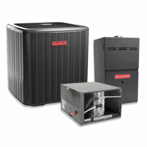 Goodman 3 Ton 17.5 SEER2 Variable AC Inverter Matched with 80% Two Stage 80K BTU Variable Speed Horizontal Gas Furnace Actual AHRI Rating 17.5 SEER + Flex Air Ducts