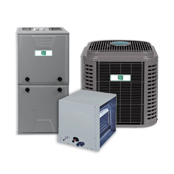 Day and Night 1.5 Ton 16 SEER Upflow/Downflow 80% AFUE 45K BTU Gas Furnace Split System Actual AHRI Rating of 16 SEER + Flex Air Ducts