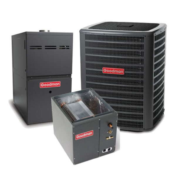Goodman 3 Ton 16.5 SEER2 Two Stage AC Matched with 80% Two Stage 60K BTU Variable Speed Upflow Gas Furnace Actual AHRI Rating 16.5 SEER2 + Flex Air Ducts