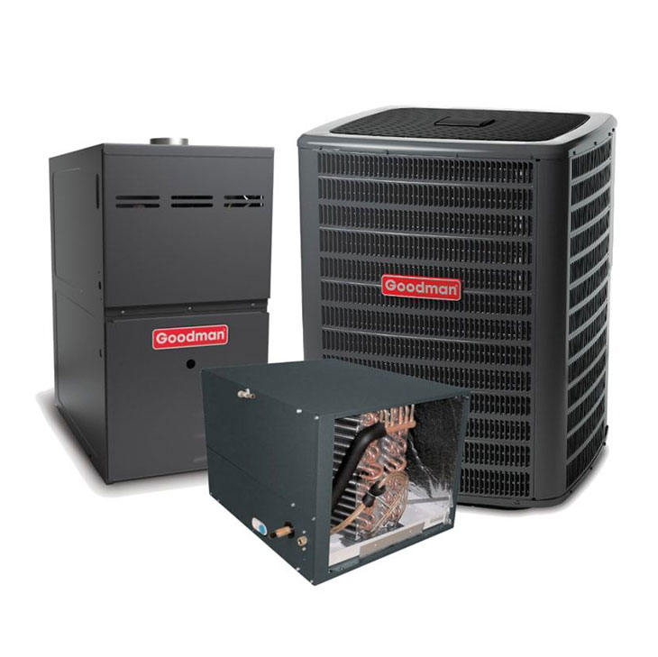 Goodman 3 Ton 17.2 SEER2 Two Stage AC Matched with 80% Two Stage 80K BTU Variable Speed Horizontal Gas Furnace Actual AHRI Rating 17.2 SEER2