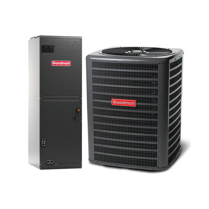 Goodman 3.5 Ton 14.3 SEER2 Single Stage Split Heat Pump with Multi-Positional Single Piece Air Handler Actual AHRI Rating 14.3 SEER2 + Flex Air Ducts