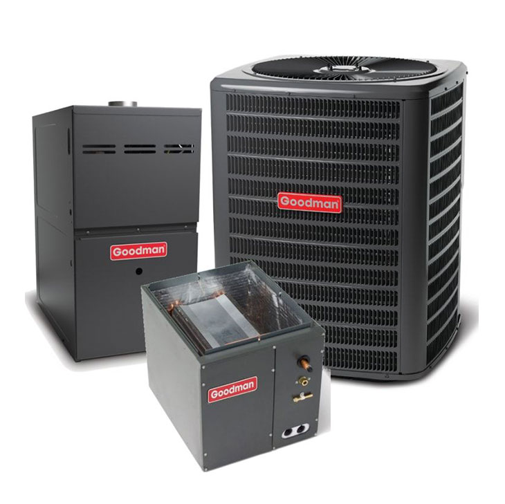 Goodman 2.5 Ton 14.5 SEER2 Single Stage AC Matched with 80% Single Stage 60K BTU Upflow Gas Furnace Actual Rating 14.5 SEER2