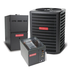 Goodman 2.5 Ton 14.5 SEER2 Single Stage AC Matched with 80% Single Stage 60K BTU Upflow Gas Furnace Actual Rating 14.5 SEER2 + Flex Air Ducts
