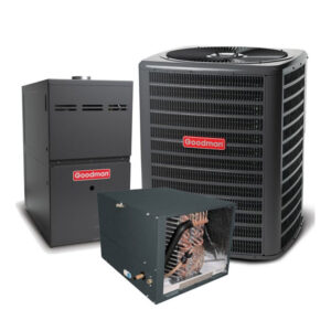 Goodman 1.5 Ton 14.5 SEER2 Single Stage AC Matched with 80% Single Stage 60K BTU Horizontal Gas Furnace Actual AHRI Rating 14.5 SEER2
