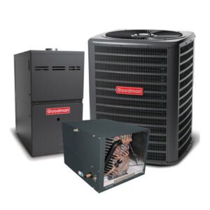 Goodman 1.5 Ton 14.5 SEER2 Single Stage AC Matched with 80% Single Stage 60K BTU Horizontal Gas Furnace Actual AHRI Rating 14.5 SEER2 + Flex Air Ducts