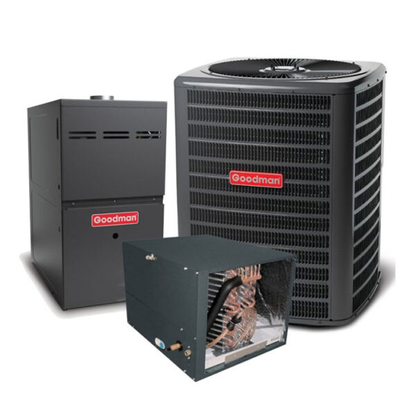 Goodman 3.5 Ton 15.0 SEER2 Single Stage AC Matched with 80% Single Stage 80K BTU Horizontal Gas Furnace Actual AHRI Rating 15.0 SEER2 + Flex Air Ducts